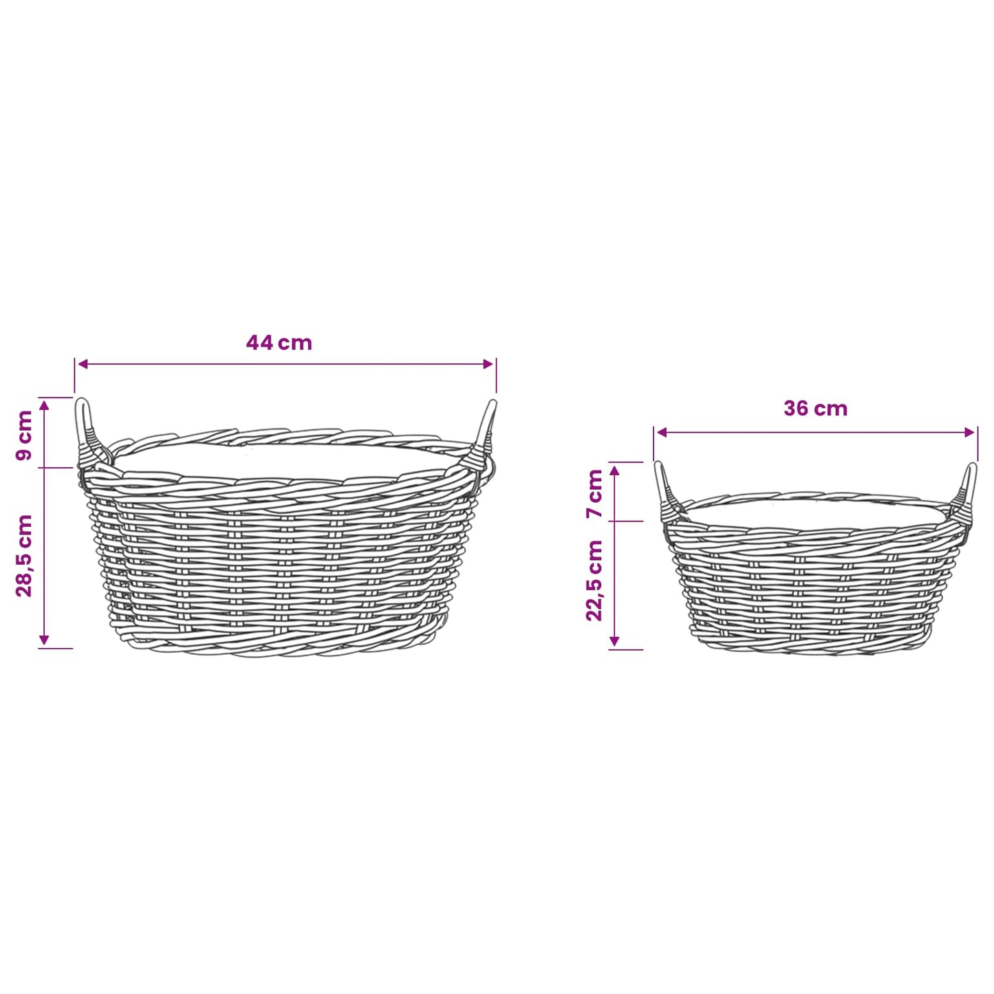 Planter Basket GENDT 2 pcs Natural Brown Kubu Rattan