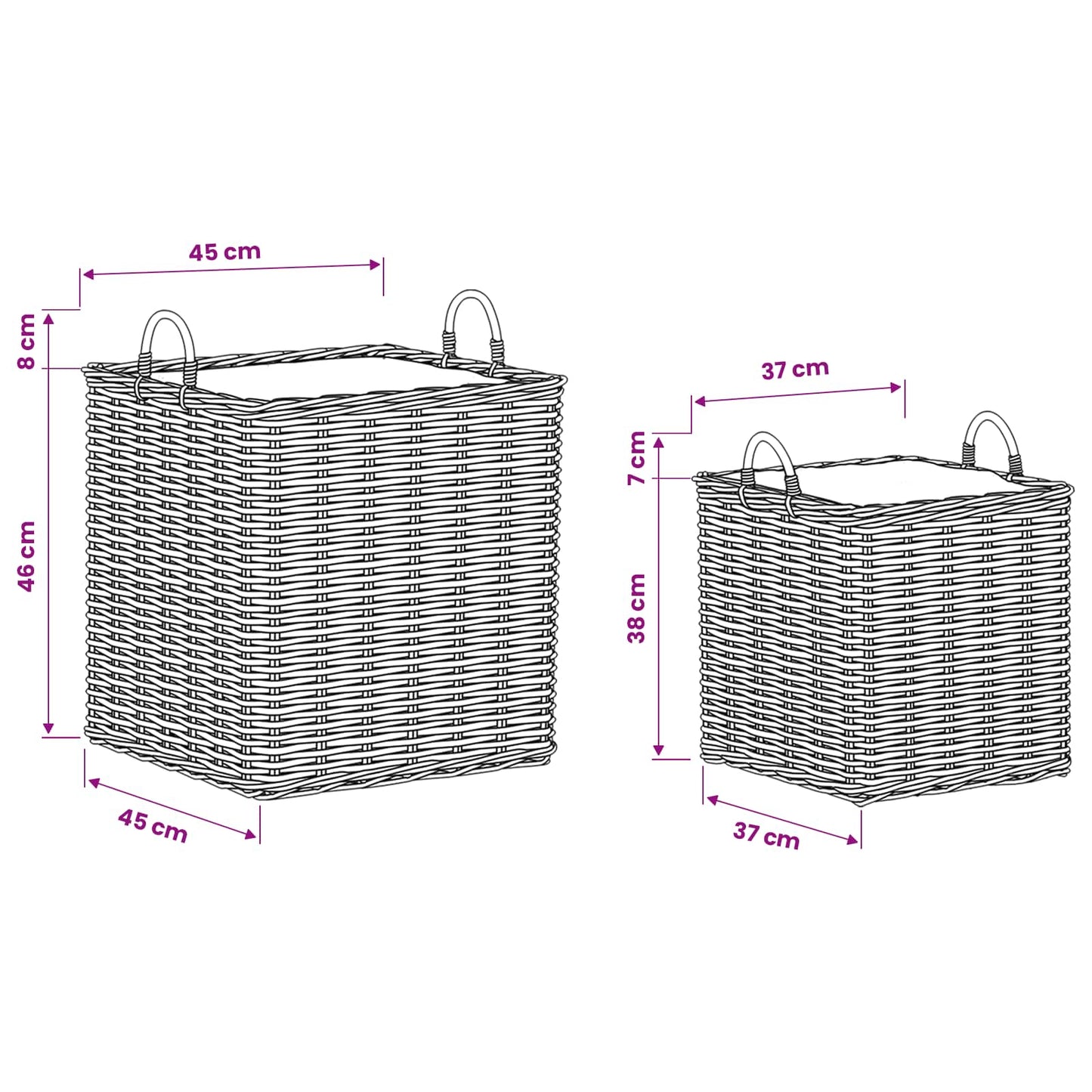 Planter Basket GENDT 2 pcs Natural Grey Kubu Rattan