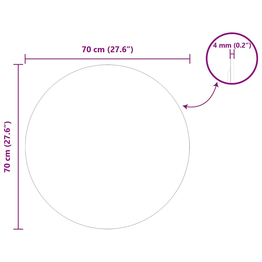 Wall Mirror Round Ø 70 cm Tempered Glass