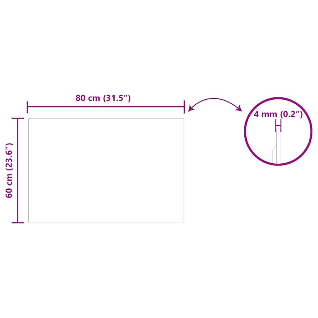 Wall Mirror Rectangular 80 x 60 cm Tempered Glass