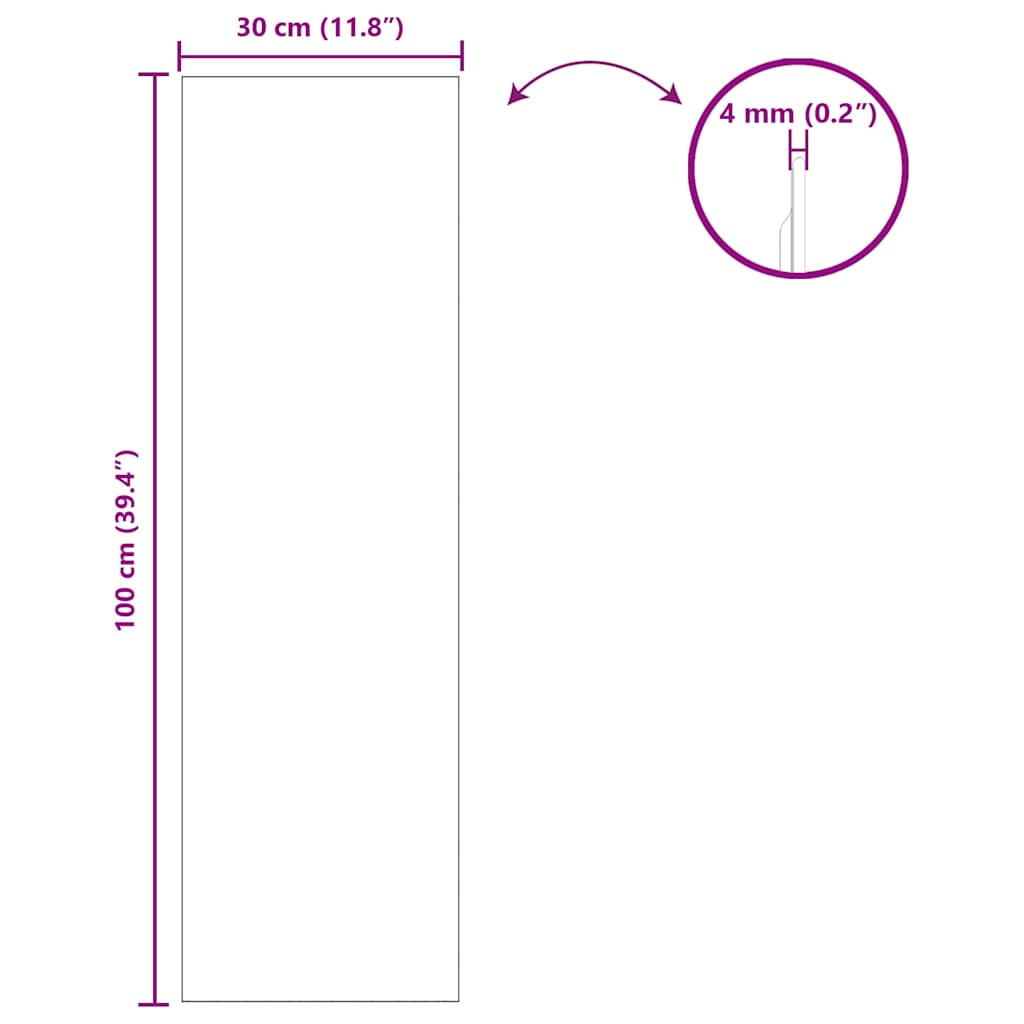 Wall Mirror Rectangular 30 x 100 cm Tempered Glass
