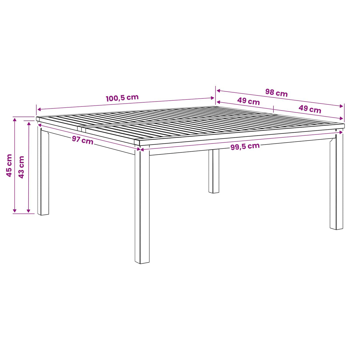 Coffee Table Natural 100 x 100.5 x 45 cm Solid Acacia Wood