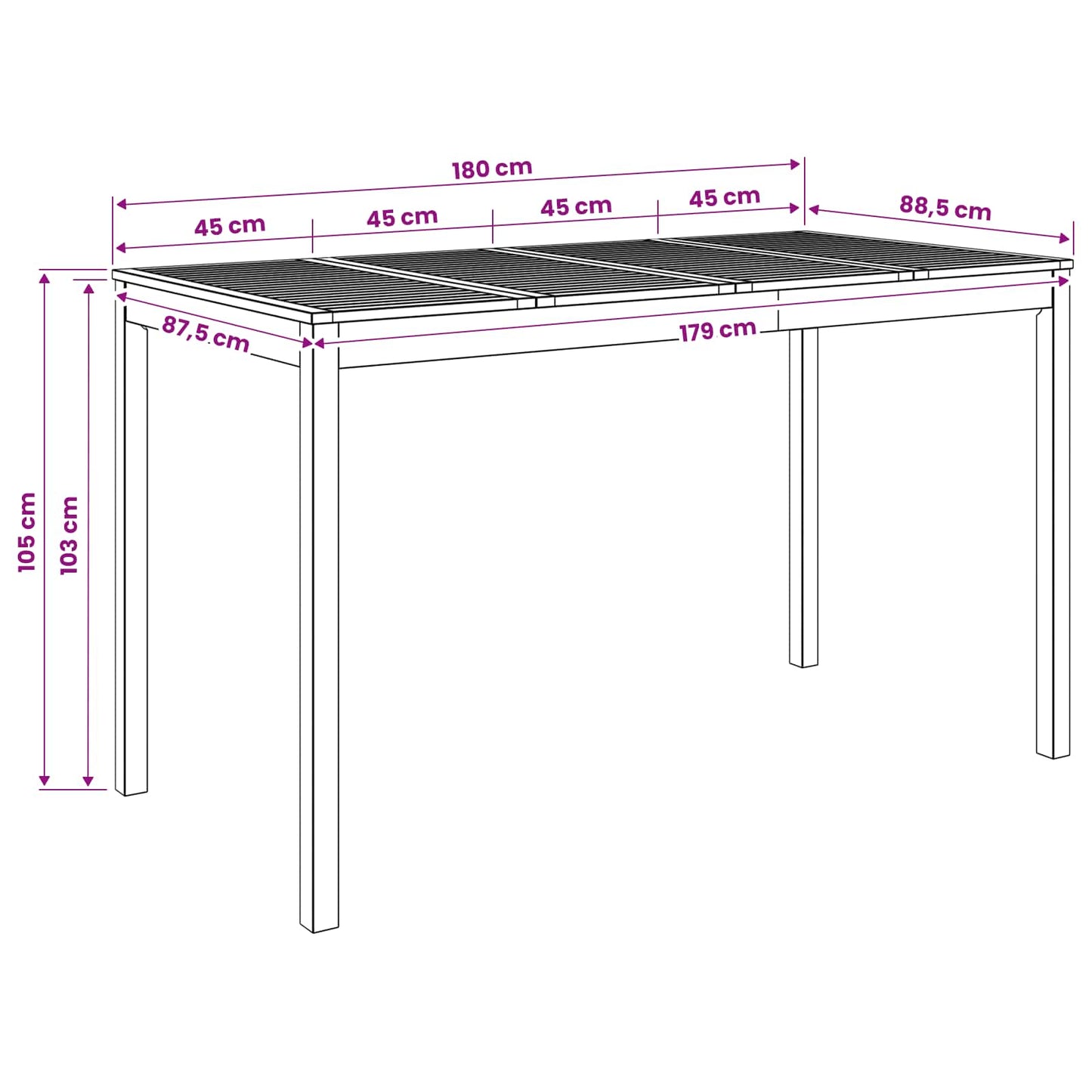 Garden Bar Table Natural 180 x 88.5 x 105 cm Solid Acacia Wood