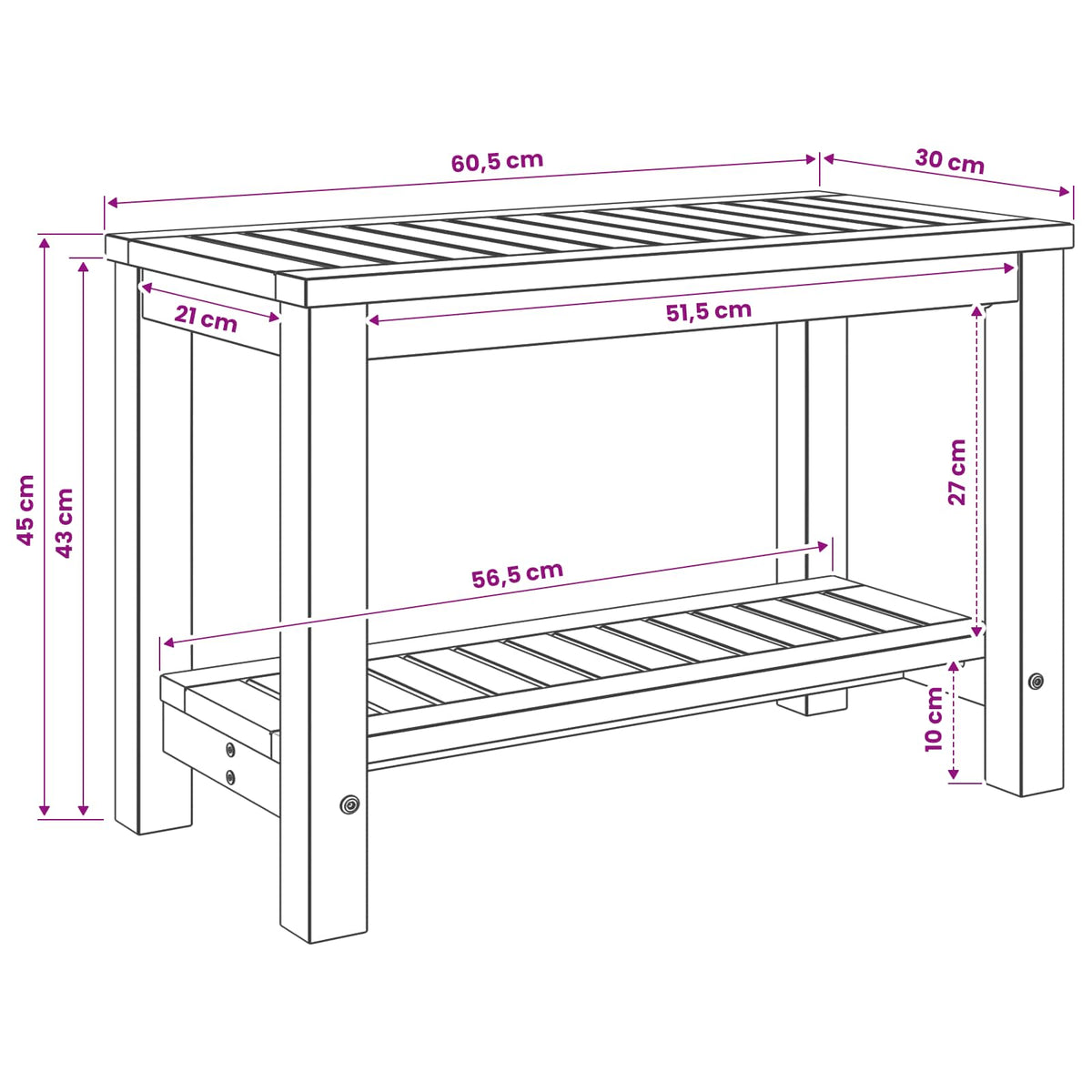 Coffee Table Natural 60.5 x 30 x 45 cm Solid Acacia Wood