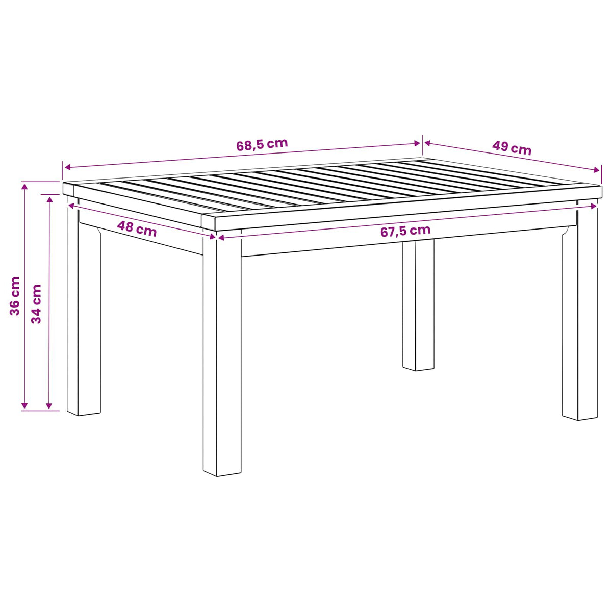 Coffee Table White 50 x 68.5 x 36 cm Solid Acacia Wood