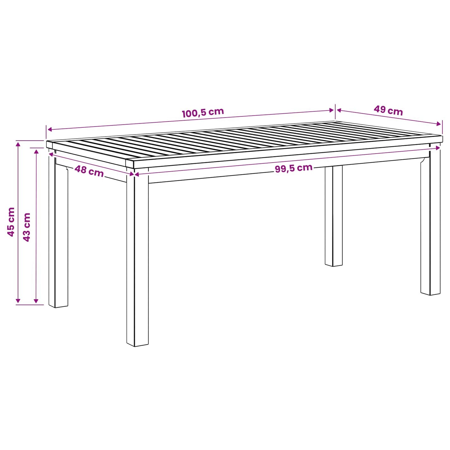 Coffee Table White 50 x 100.5 x 45 cm Solid Acacia Wood