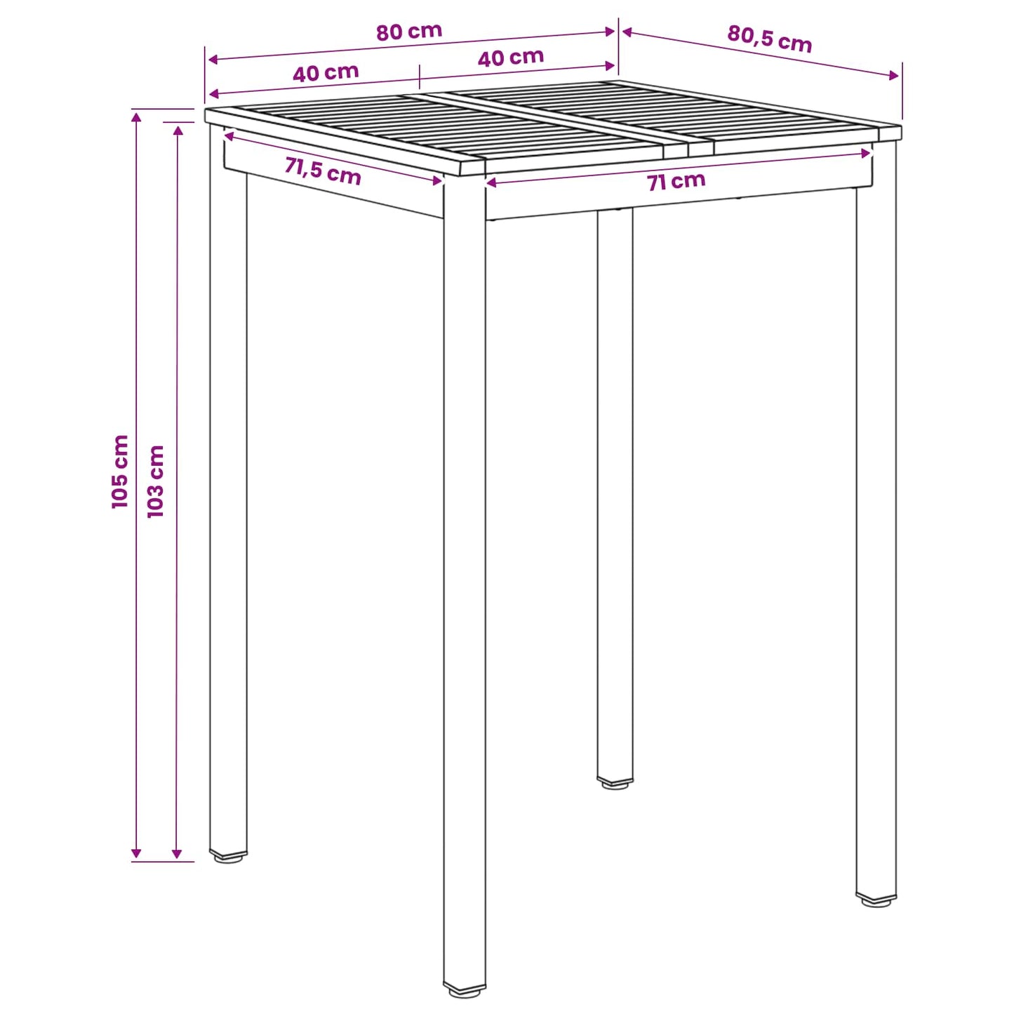 Garden Bar Table White 80 x 80.5 x 105 cm Solid Acacia Wood