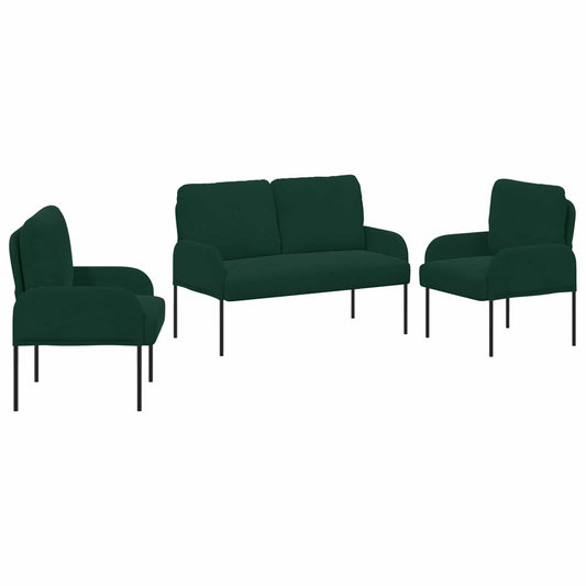 Sofa Sets 3 pcs Dark Green 115 x 56 x 80 cm Plywood