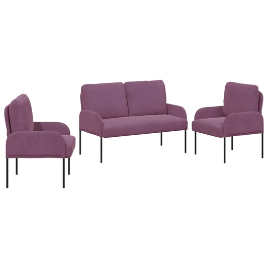 Sofa Sets with Cushion 3 pcs Purple 115 x 56 x 80 cm Plywood
