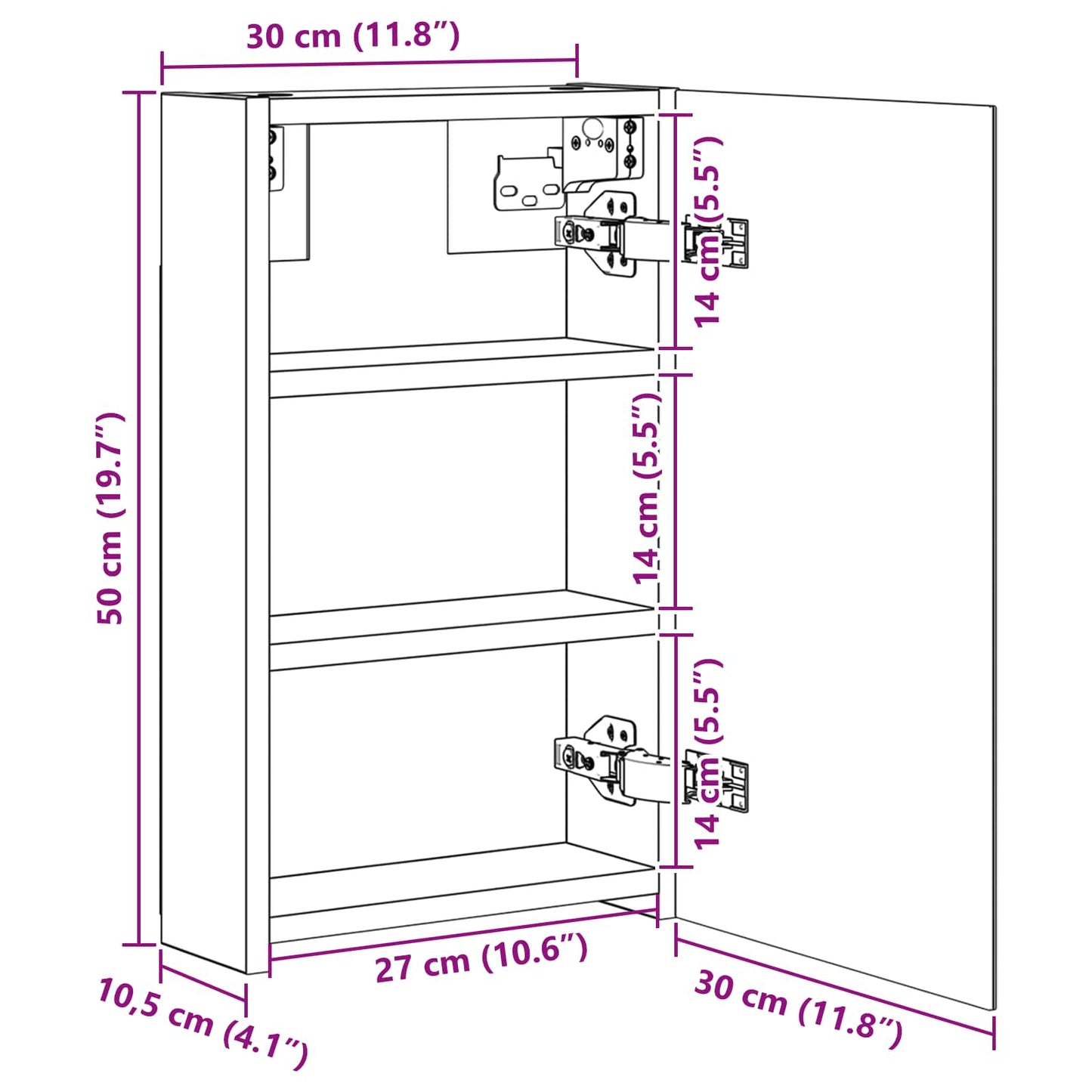 Bathroom Mirror Cabinet Old Wood 30 x 10.5 x 50 cm