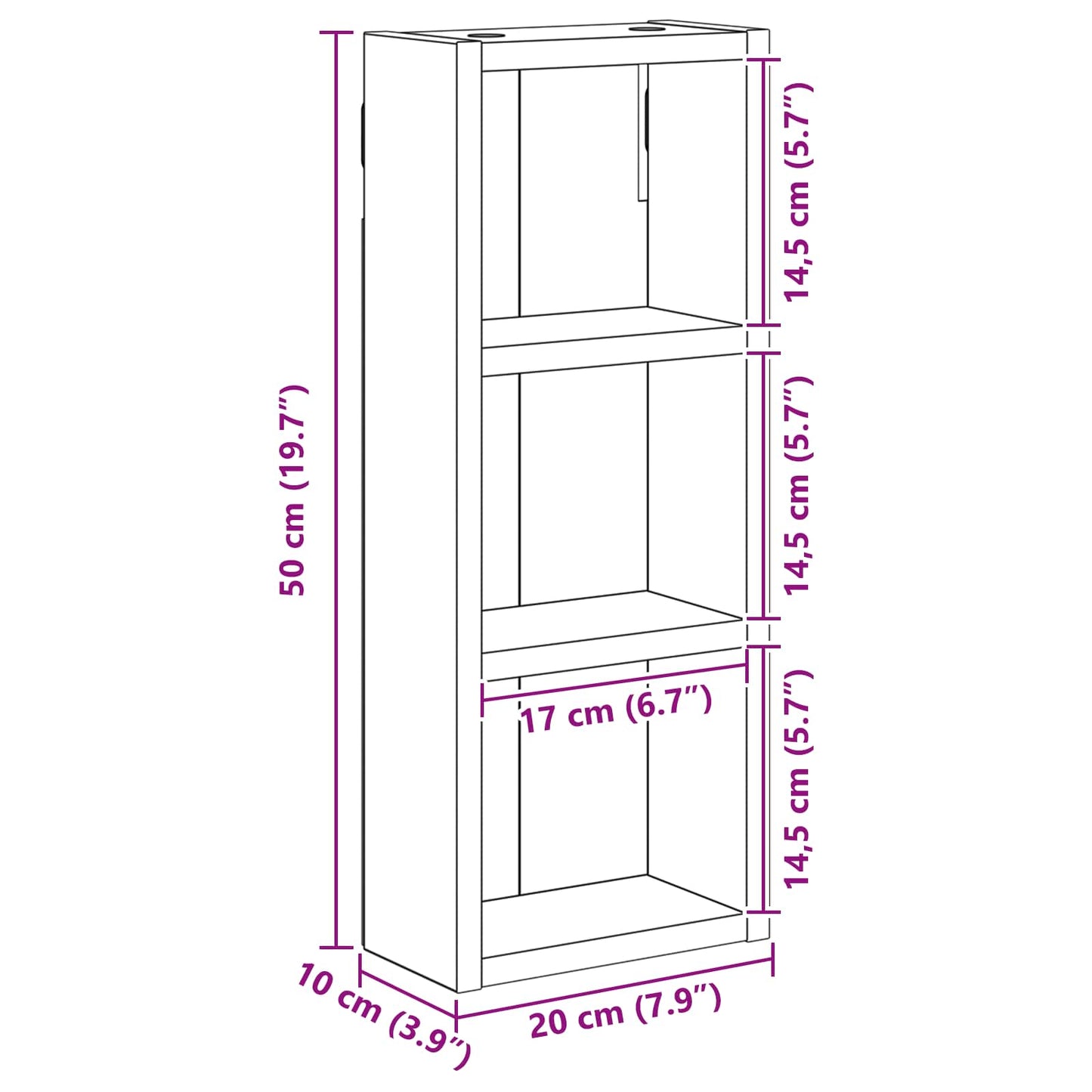 Bathroom Wall Cabinet White 20 x 10 x 50 cm Engineered wood
