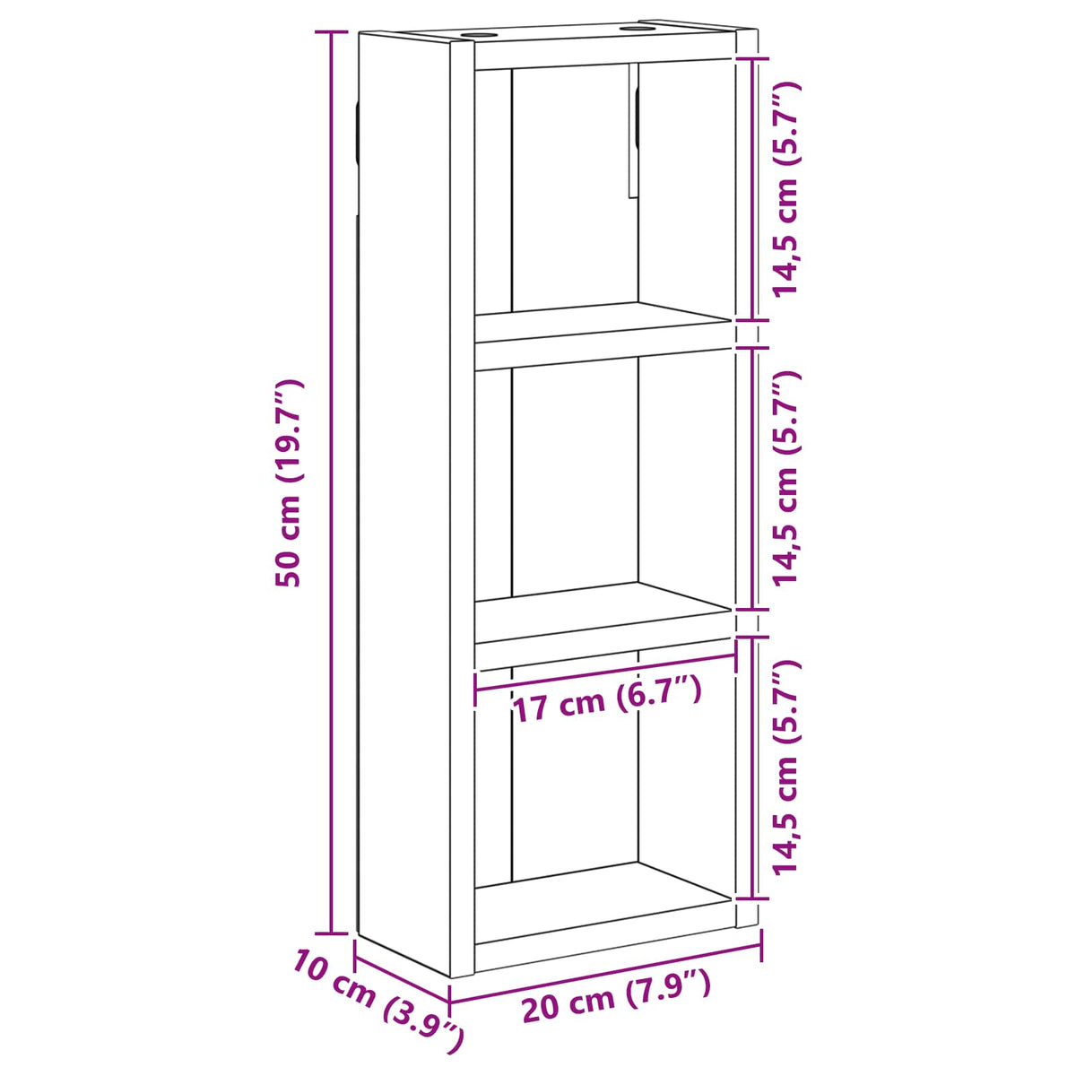 Bathroom Wall Cabinet White 20 x 10 x 50 cm Engineered wood