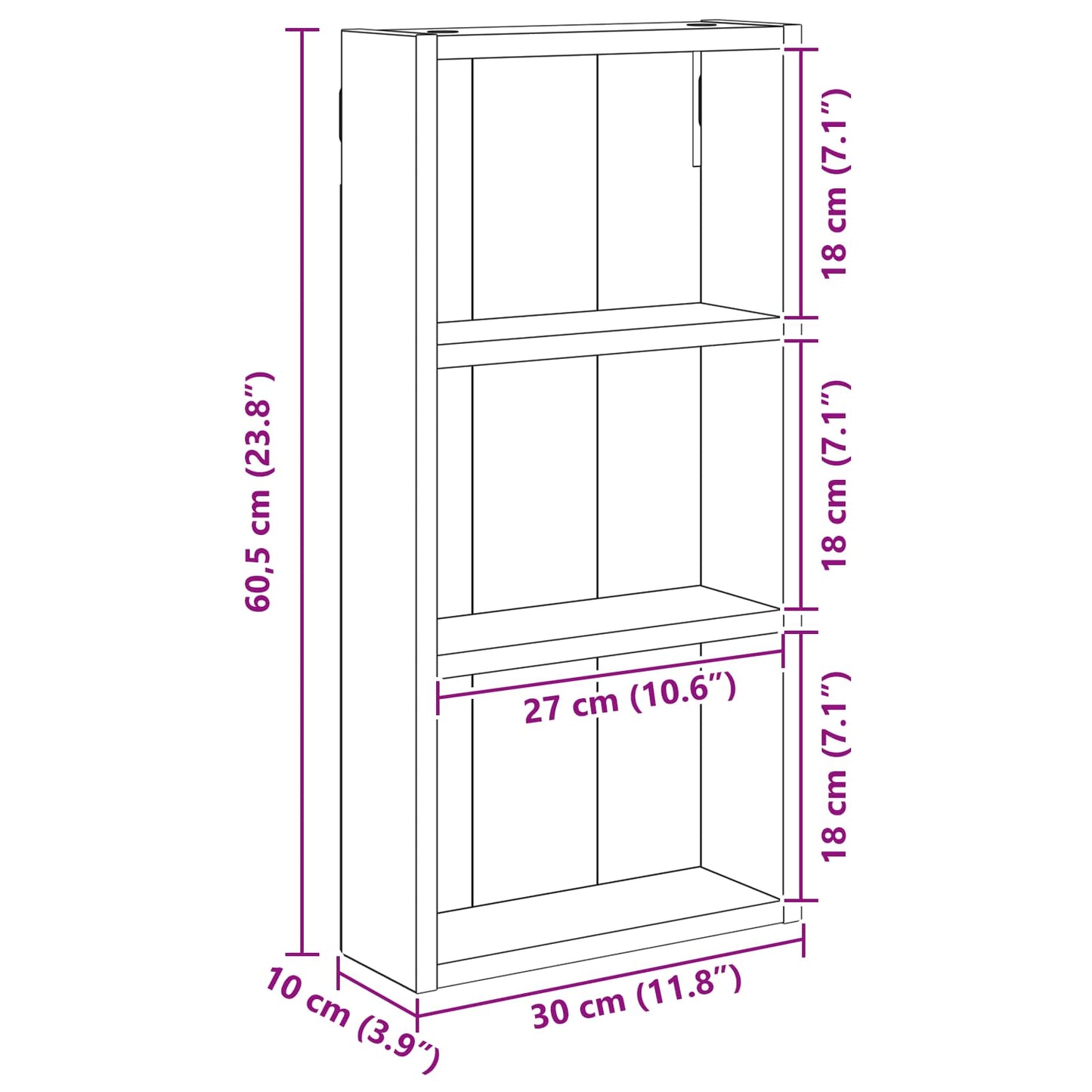 Bathroom Wall Cabinet Smoked Oak 30 x 10 x 60.5 cm