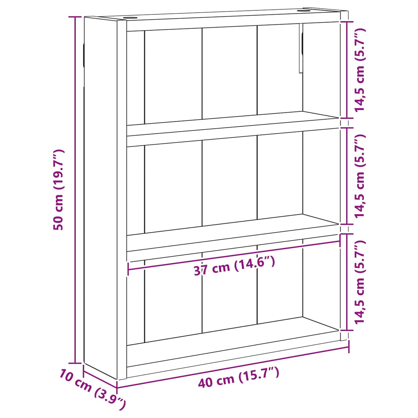 Bathroom Wall Cabinet Concrete Grey 40 x 10 x 50 cm
