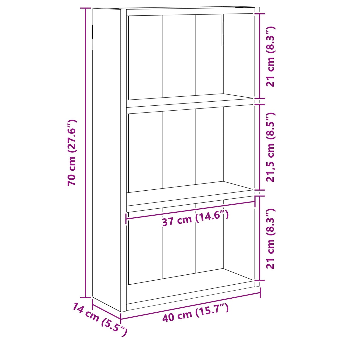 Bathroom Wall Cabinet Concrete Grey 40 x 14 x 70 cm