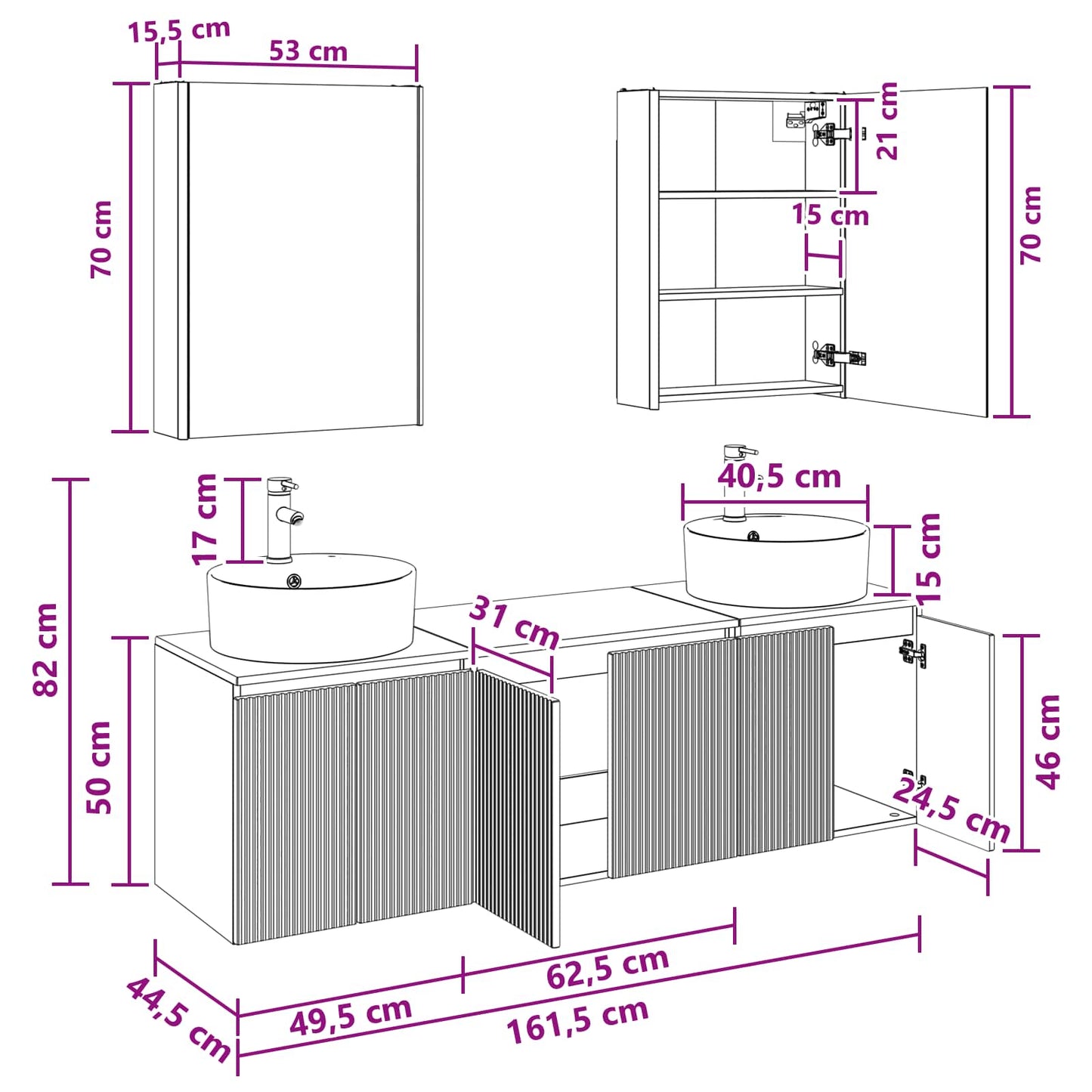 Bathroom Cabinet Set 5 pcs Old Wood Engineered Wood