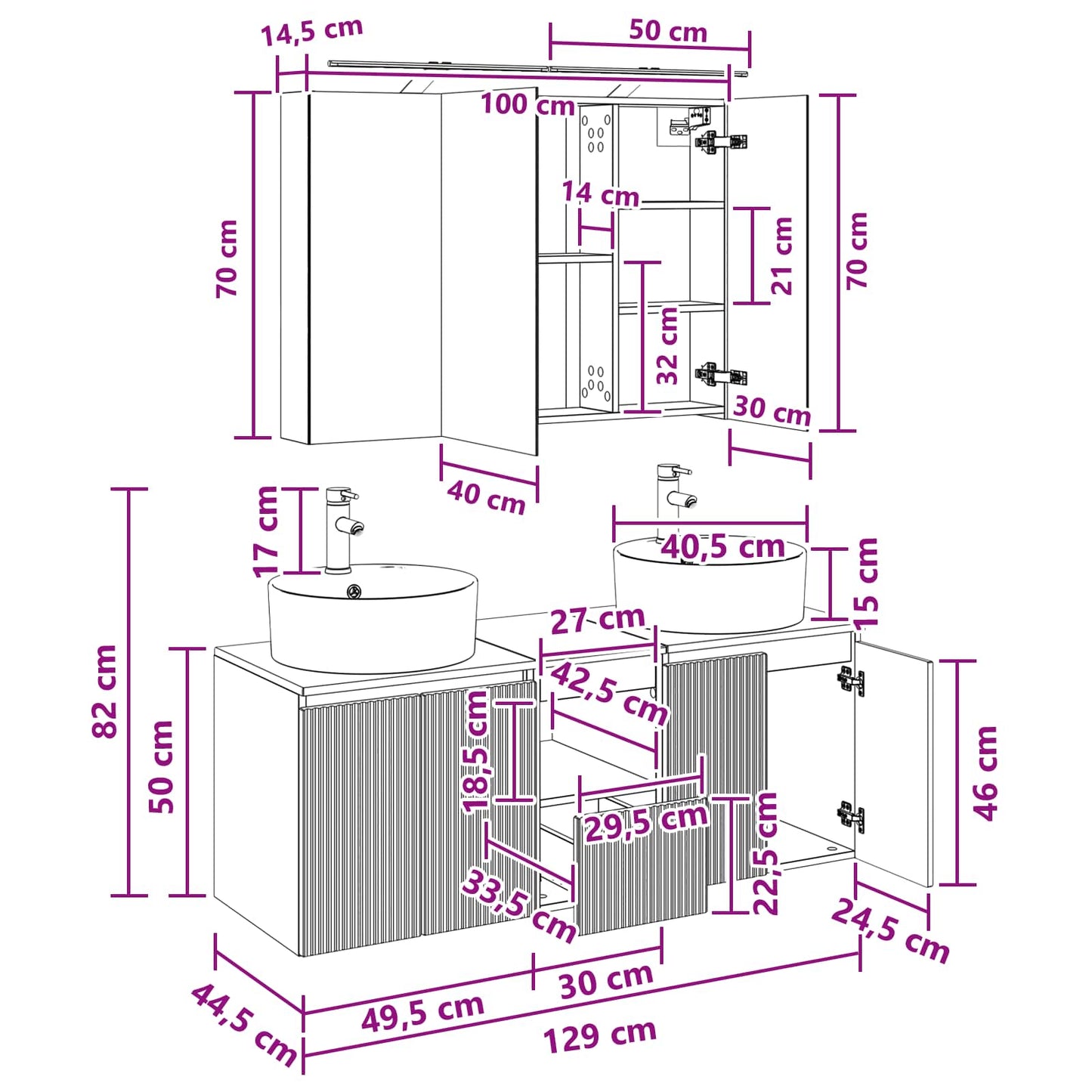 Bathroom Cabinet Set 4 pcs Concrete Grey Engineered Wood