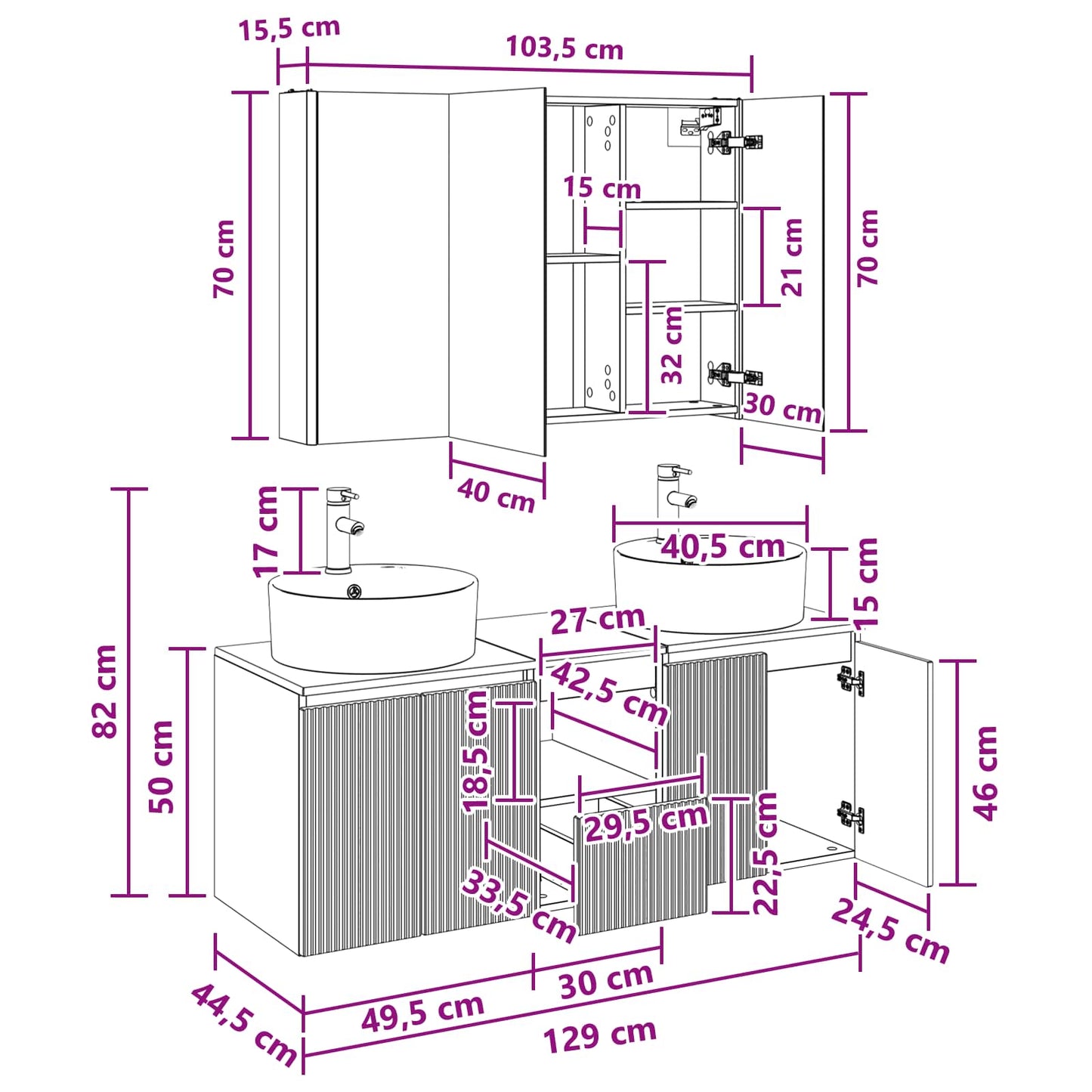 Bathroom Cabinet Set 4 pcs Smoked Oak Engineered Wood