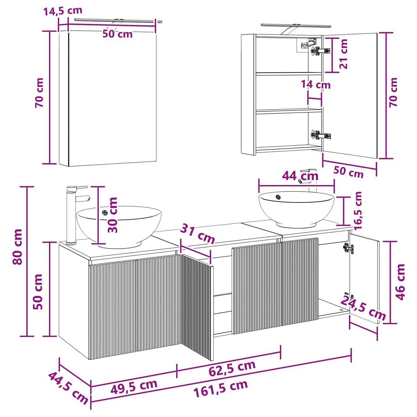 Bathroom Cabinet Set 5 pcs Concrete Grey Engineered Wood