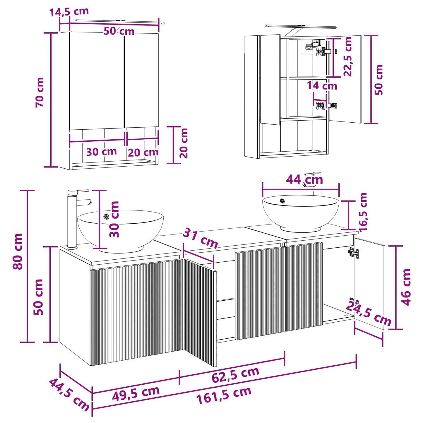 Bathroom Cabinet Set 5 pcs Concrete Grey Engineered Wood