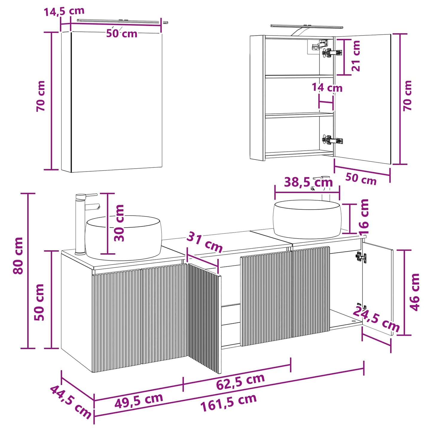 Bathroom Cabinet Set 5 pcs Concrete Grey Engineered Wood