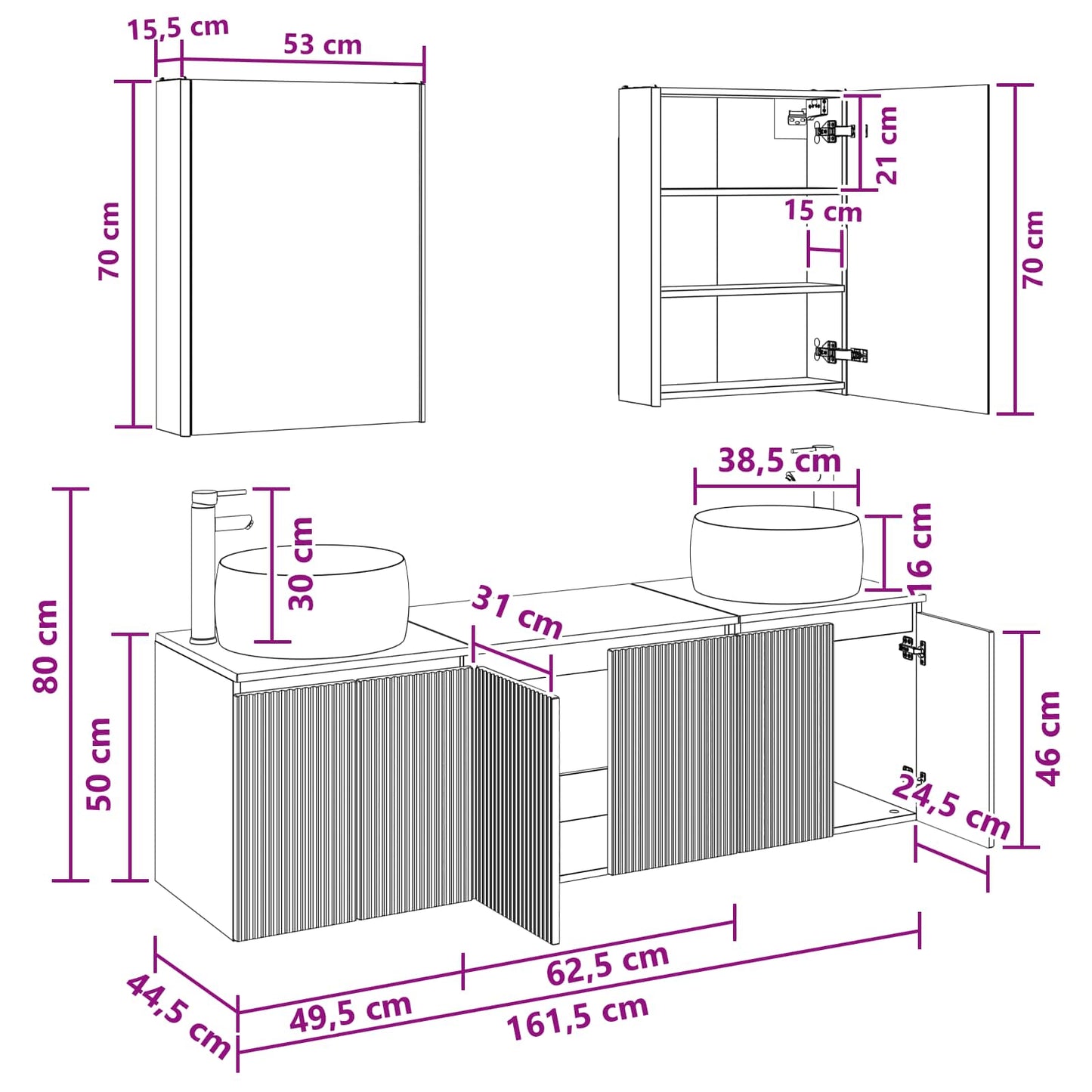 Bathroom Cabinet Set 5 pcs Old Wood Engineered Wood