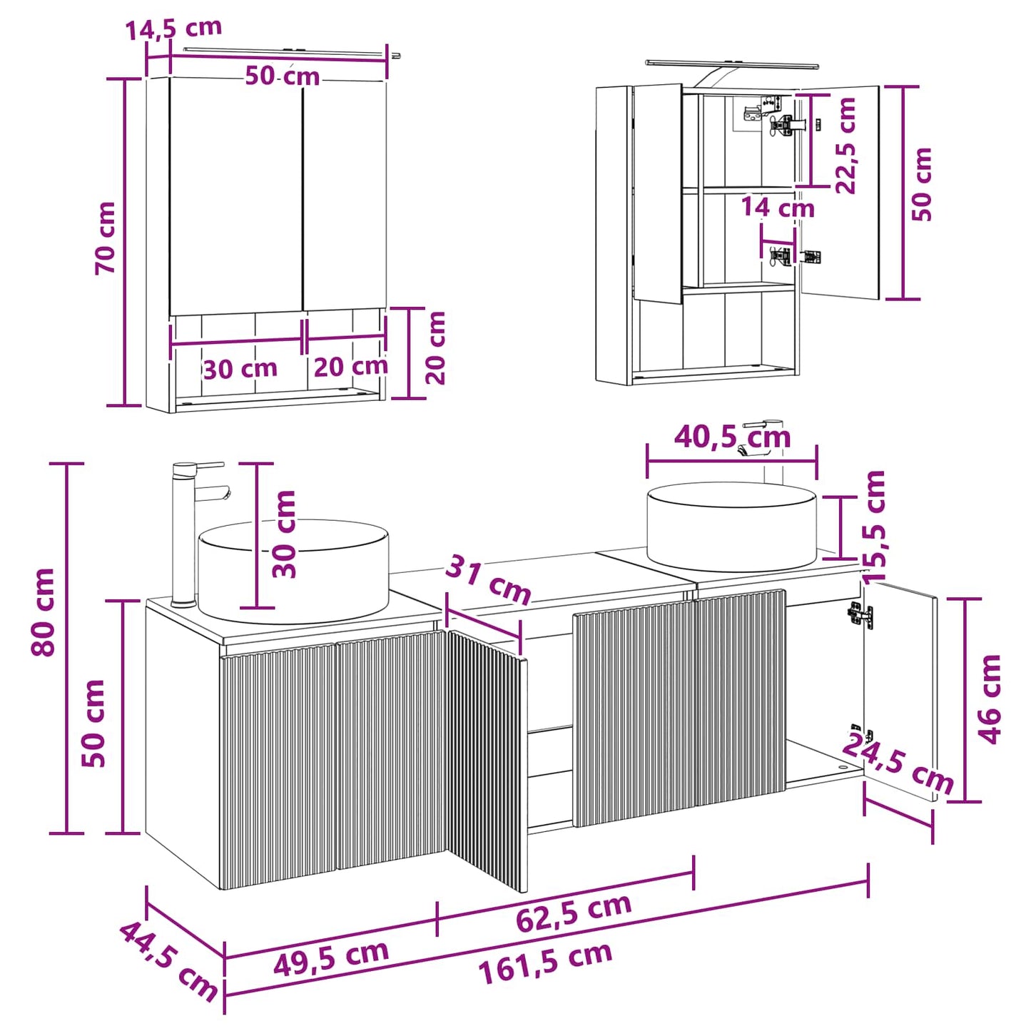 Bathroom Cabinet Set 5 pcs Old Wood Engineered Wood