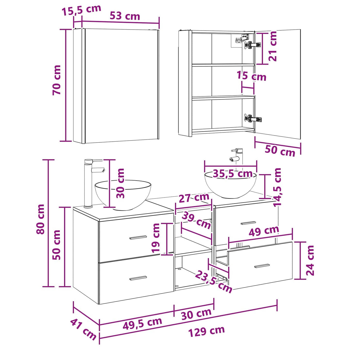 Bathroom Furniture Set 5 pcs Artisan Oak