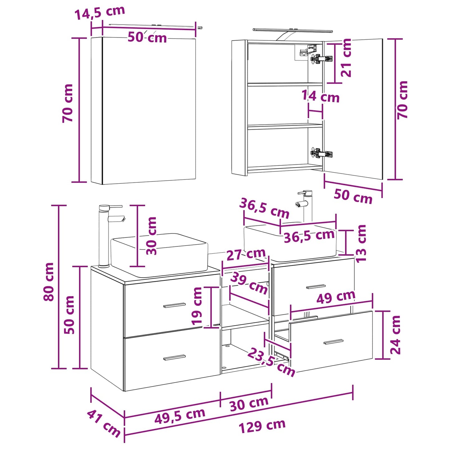 Bathroom Furniture Set 5 pcs Sonoma Oak