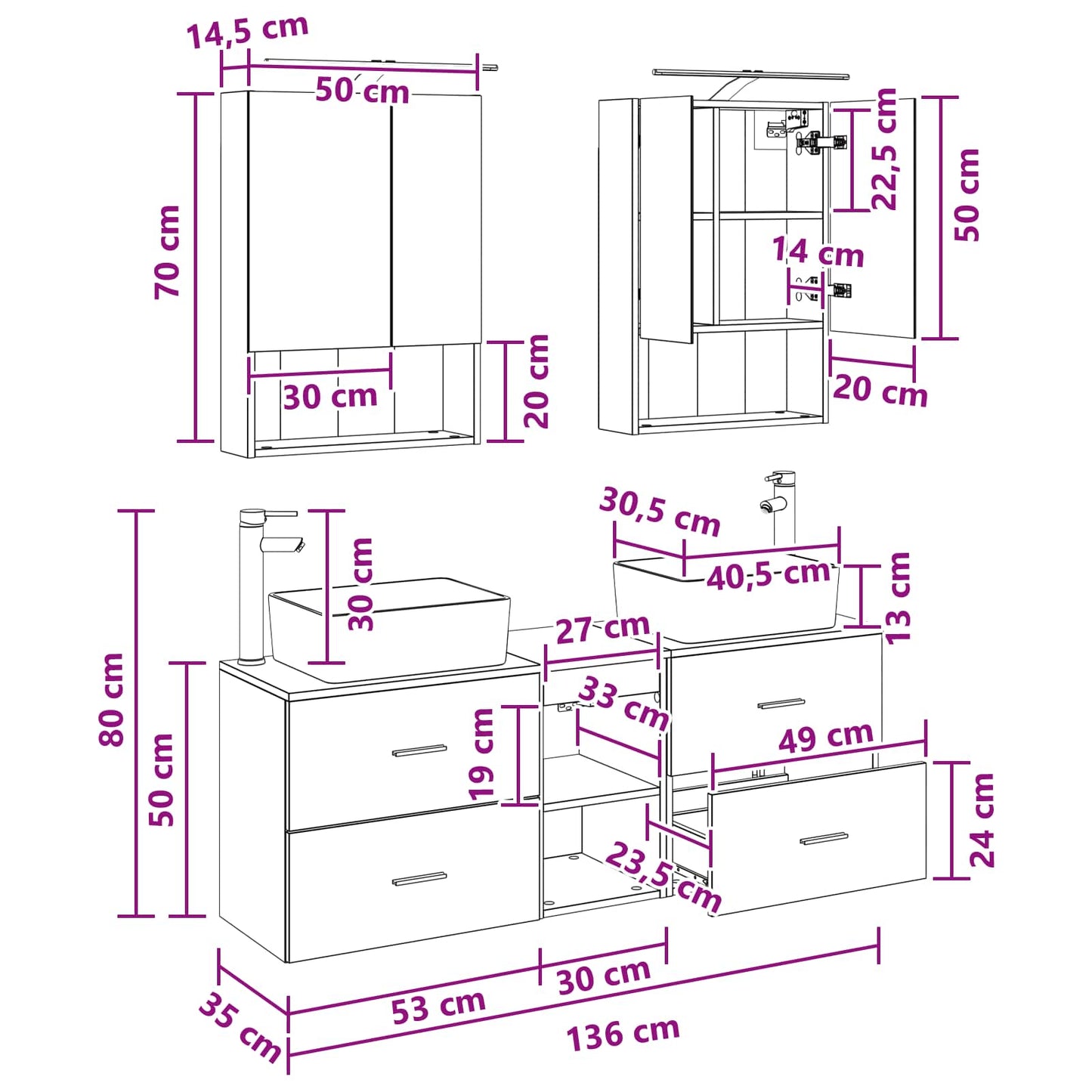 Bathroom Furniture Set 5 pcs Grey Sonoma