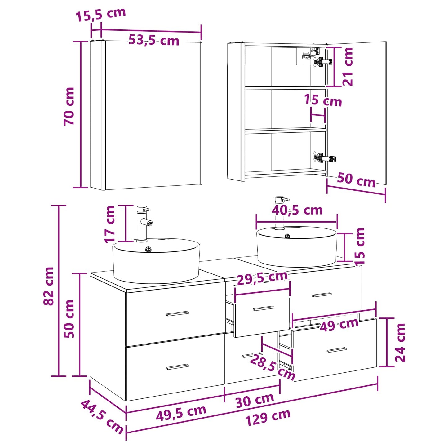 Bathroom Furniture Set 5 pcs Smoked Oak