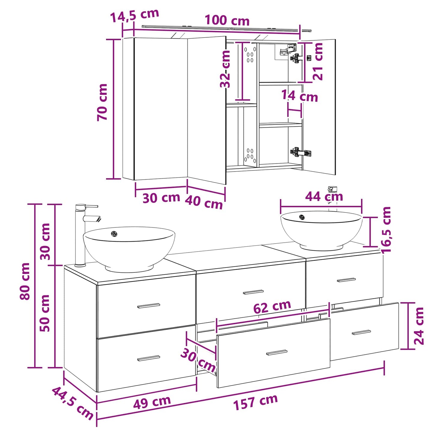 Bathroom Furniture Set 4 pcs Grey Sonoma