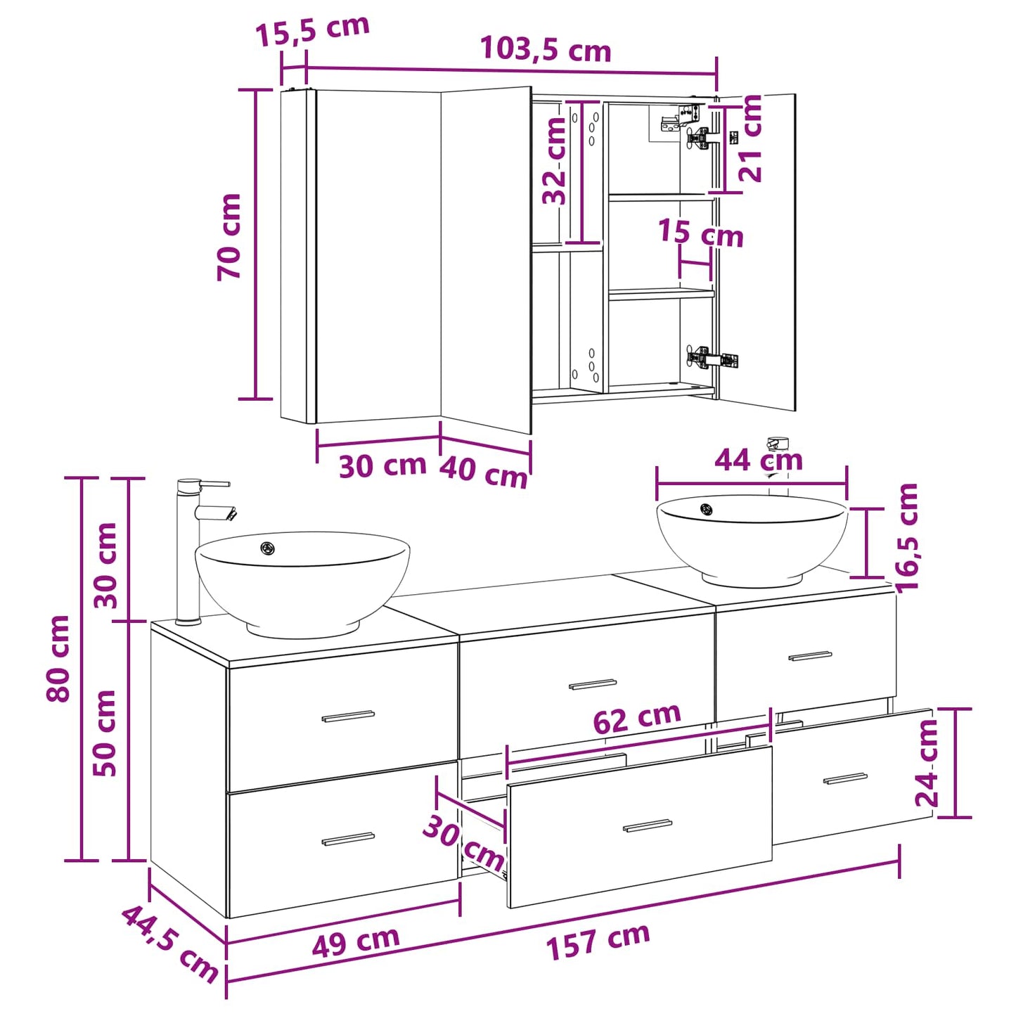 Bathroom Furniture Set 4 pcs Sonoma Oak