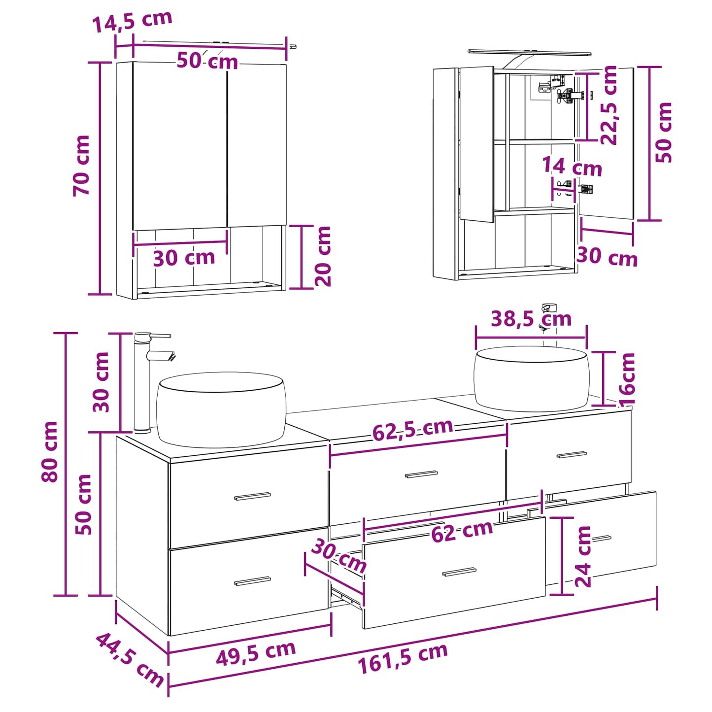 Bathroom Furniture Set 5 pcs Grey Sonoma