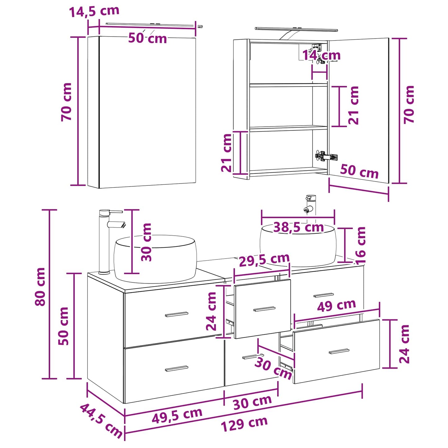 Bathroom Furniture Set 5 pcs Sonoma Oak