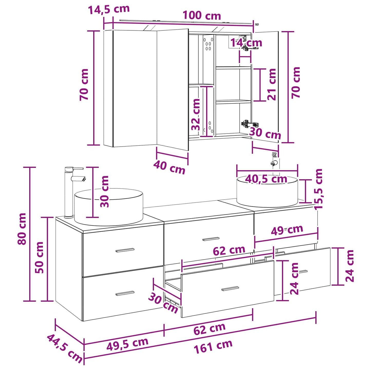 Bathroom Furniture Set 4 pcs Sonoma Oak