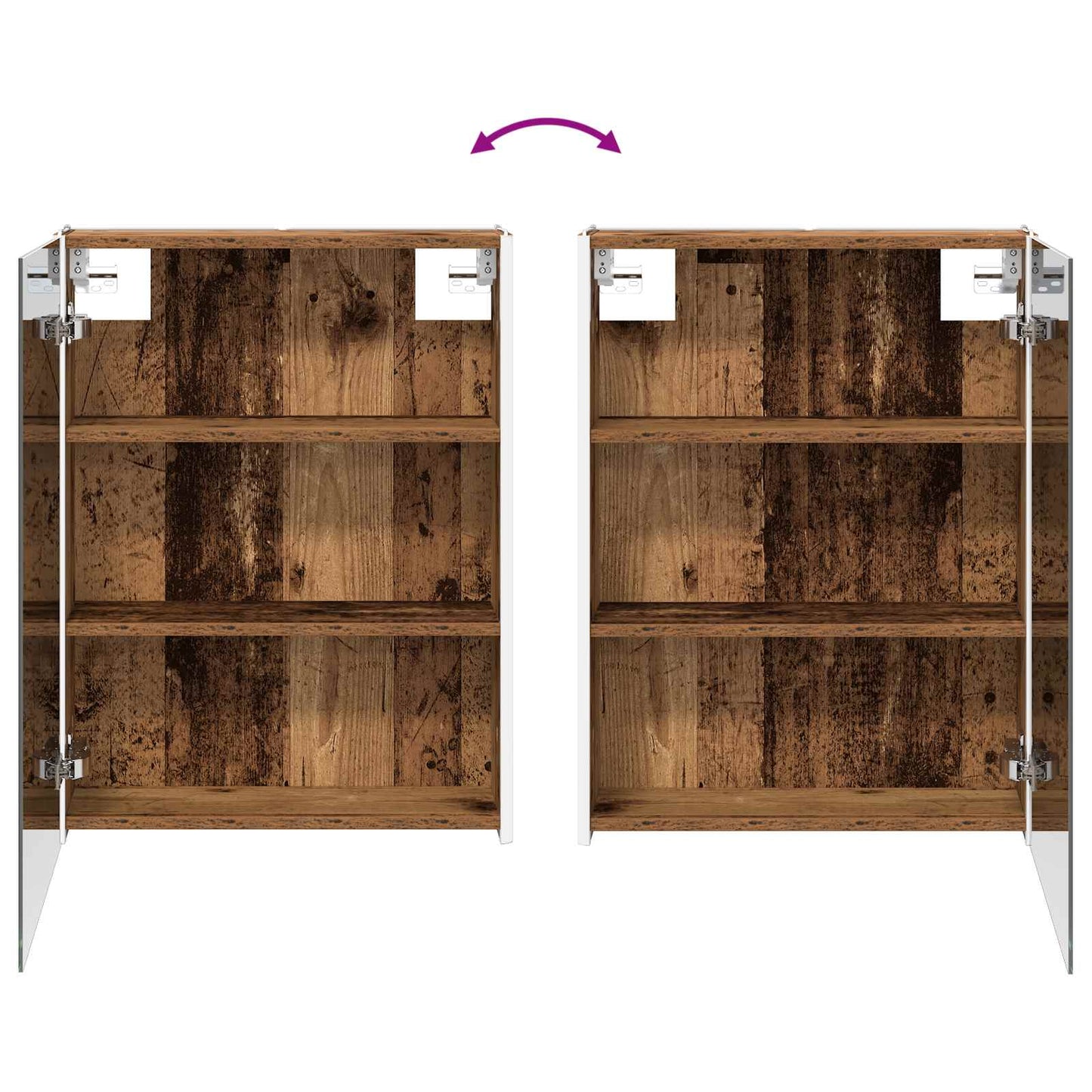 Bathroom Furniture Set 4 pcs Old Wood Engineered Wood and Glass
