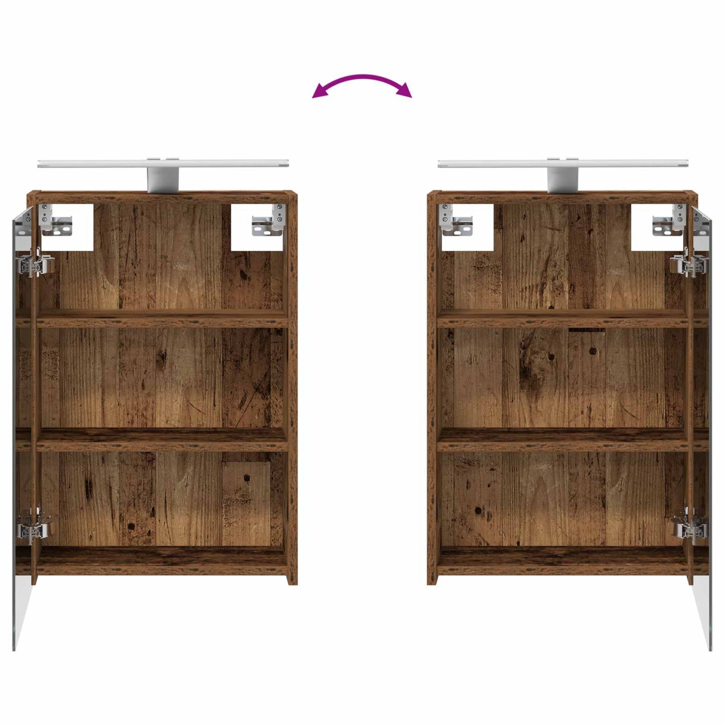 Bathroom Furniture Set 4 pcs Old Wood Engineered Wood and Glass