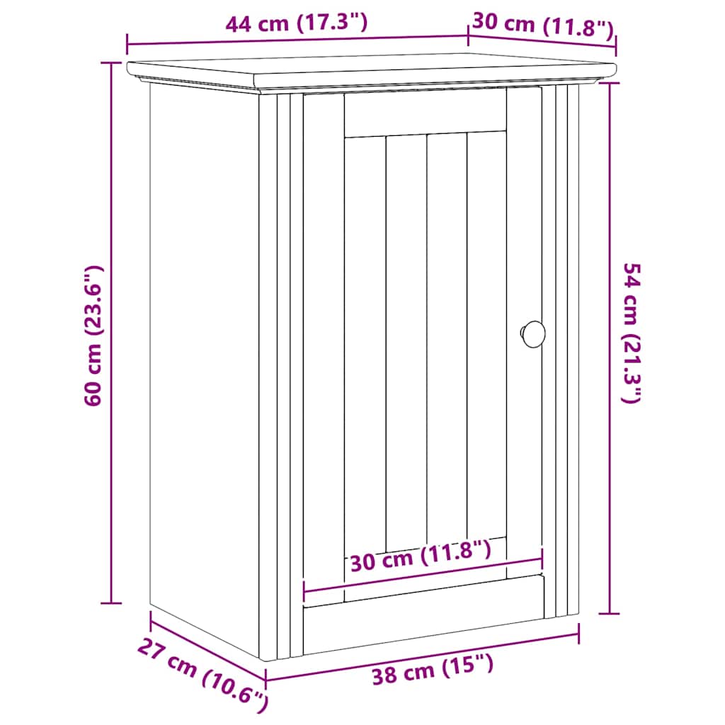 Bathroom Wall Cabinet BODO Honey Brown 44 x 30 x 60 cm