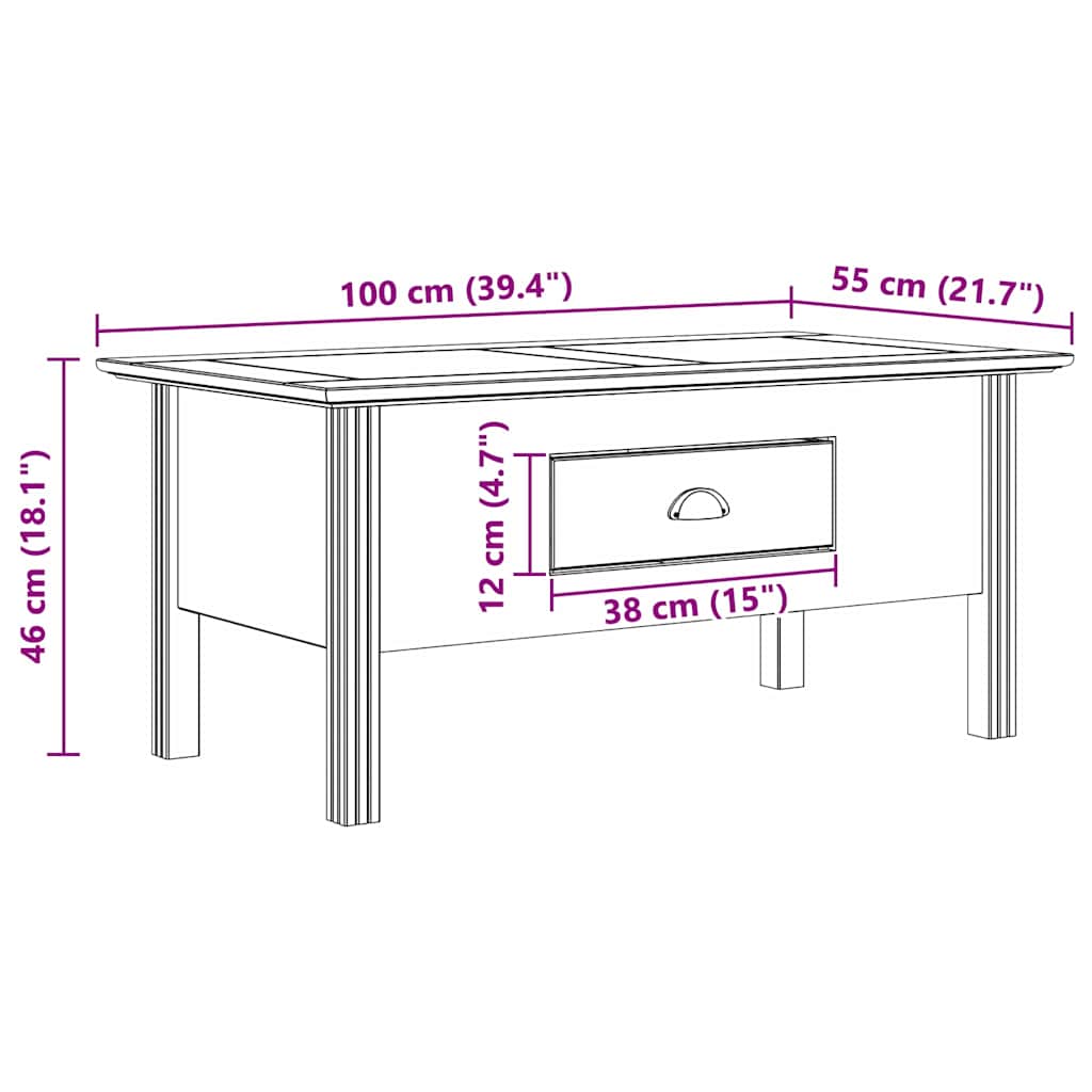 Coffee Table BODO Honey Brown 100 x 55 x 45.8 cm