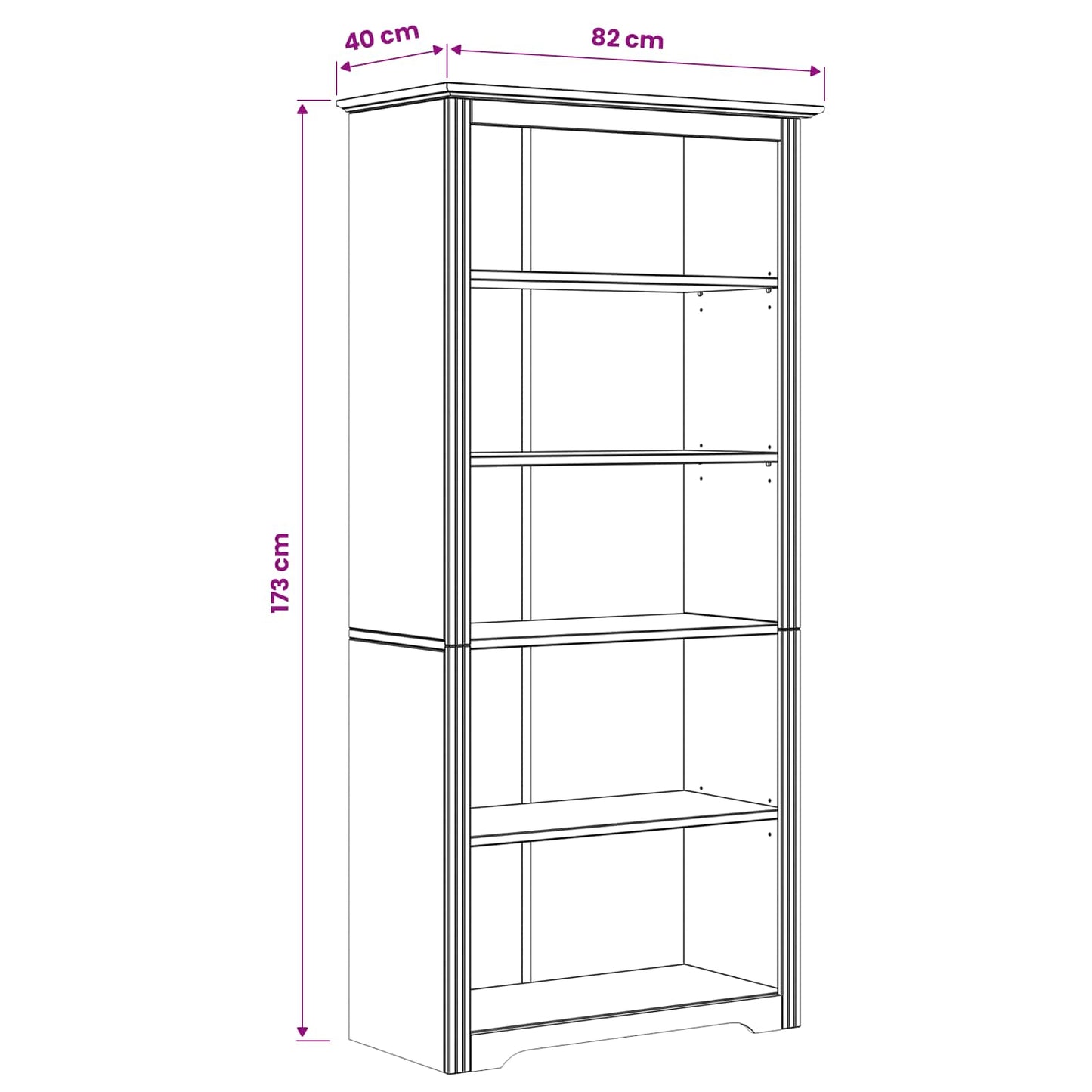 Bookcase BODO 5-Tier 82 x 40 x 173 cm Engineered Wood