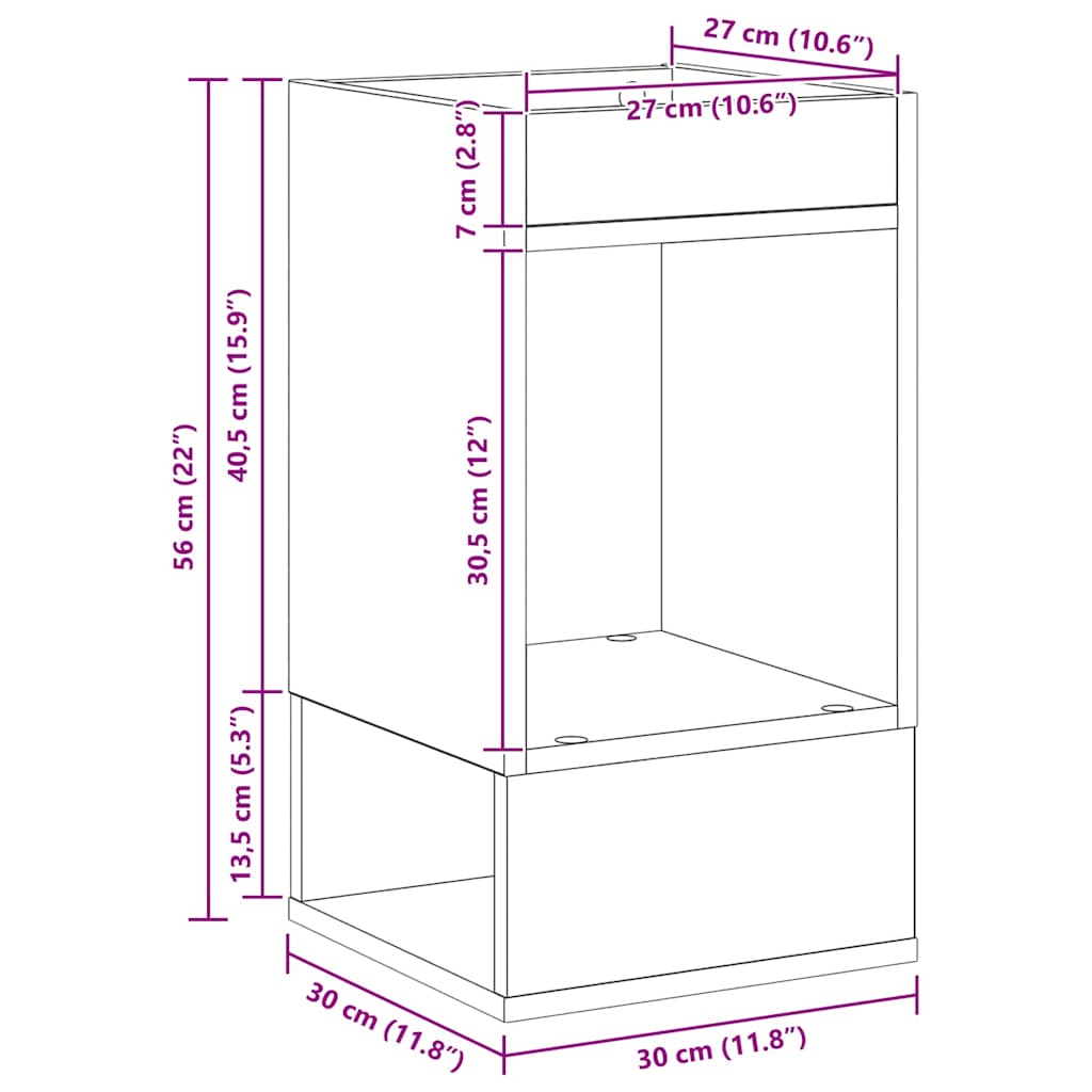 End Table Black Oak 30 x 30 x 56 cm Engineered Wood