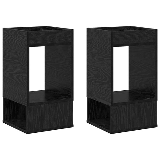 End Table 2 pcs Black Oak 30 x 30 x 56 cm Engineered Wood