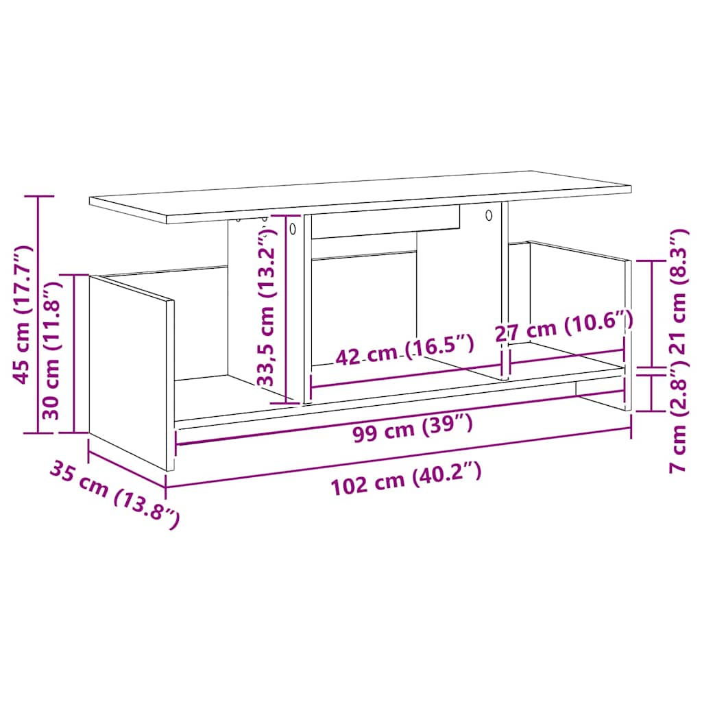 TV Stand 102 x 35 x 45 cm Concrete Grey Engineered Wood