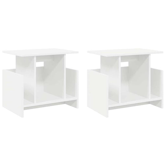 TV Stand 2 pcs White Engineered Wood