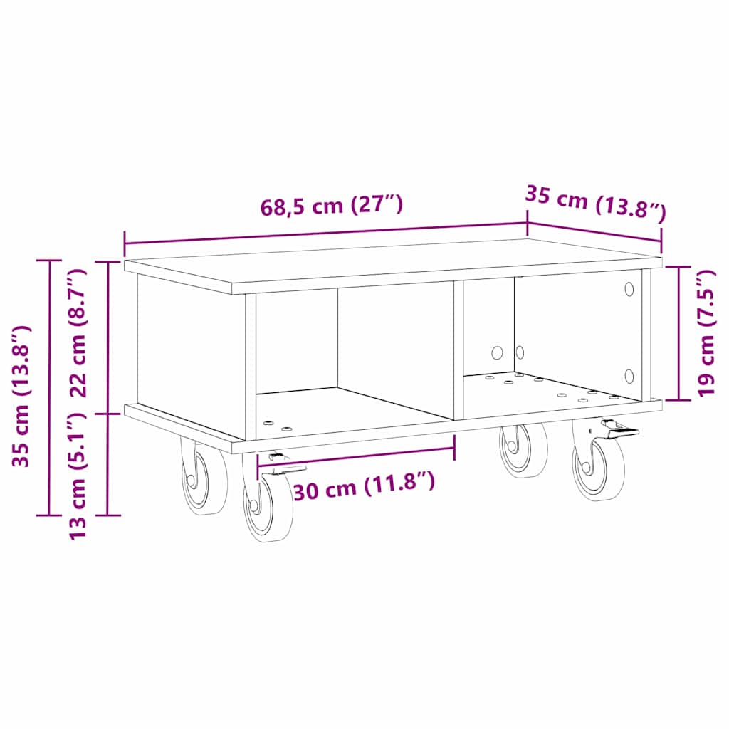 TV Stand 68.5 x 35 x 35 cm Artisan Oak Engineered Wood