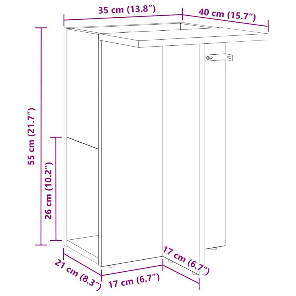 End Table Old Wood 35 x 40 x 55 cm Engineered Wood