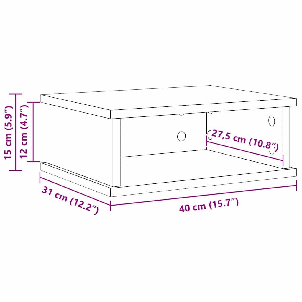 Bedside Table Concrete Grey 40 x 31 x 15 cm Engineered Wood