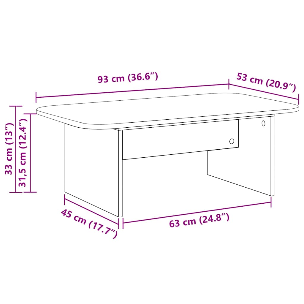 Coffee Table Concrete Grey 93 x 53 x 33 cm Engineered Wood