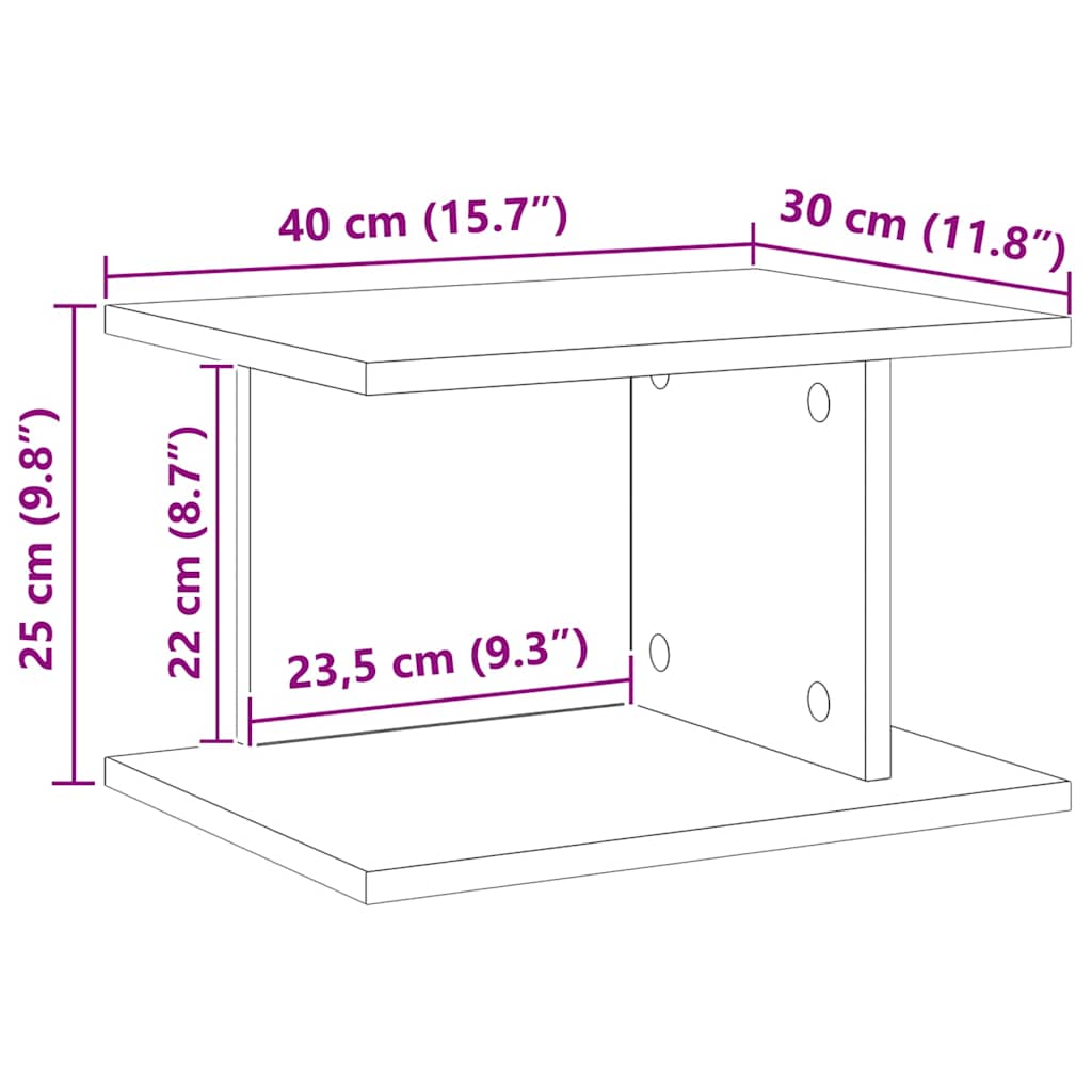 Bedside Table Concrete Grey 40 x 30 x 25 cm Engineered Wood